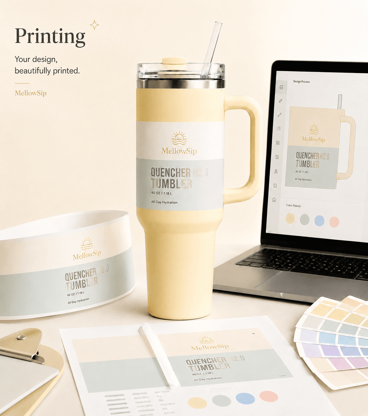 Vivid full-wrap printing on stainless steel travel tumblers
